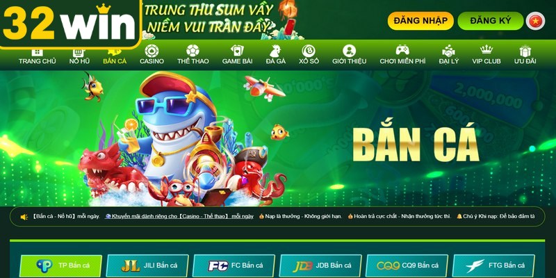 Bắn cá 32WIN mang đến giao diện đại dương sống động hấp dẫn