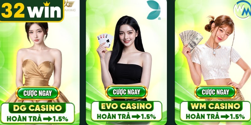 Casino 32WIN cung cấp không gian sòng bạc sang trọng