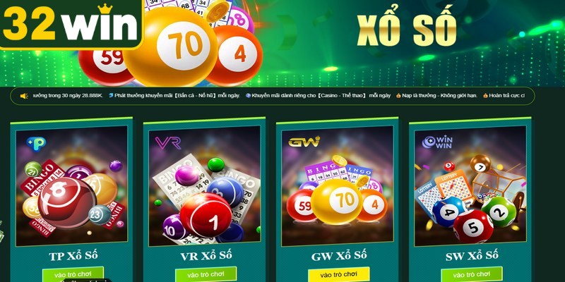 Xổ số 32WIN với đa dạng các loại hình quay hiện đại